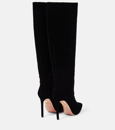Aquazzura Matignon 105 Suede Knee Boots In Black