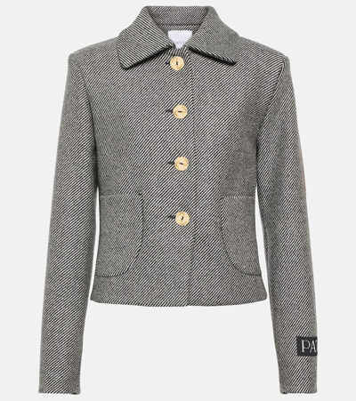 Shop Patou Cropped Wool Jacket In Grey