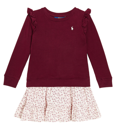 Shop Polo Ralph Lauren Floral Cotton-blend Sweatshirt Dress In Red