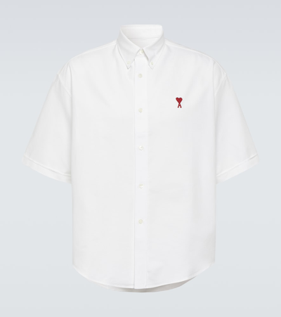 Ami Alexandre Mattiussi Ami Paris Chalk White Cotton Button Down Shirt In White