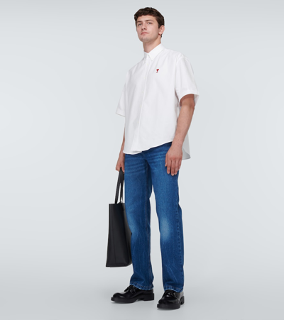 Ami Alexandre Mattiussi Ami Paris Chalk White Cotton Button Down Shirt In White