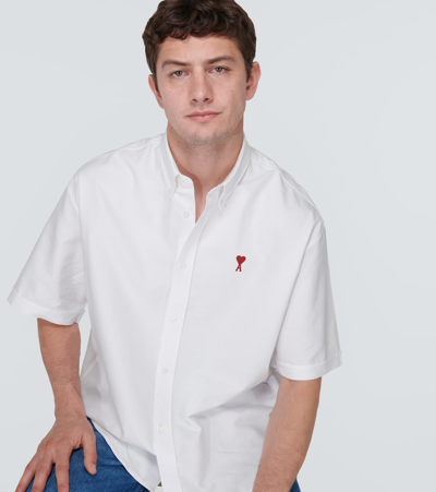Shop Ami Alexandre Mattiussi Ami De Caur Cotton Poplin Shirt In White