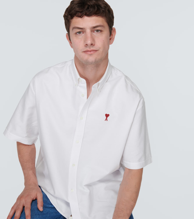 Ami Alexandre Mattiussi Ami Paris Chalk White Cotton Button Down Shirt In White