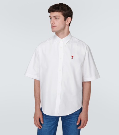 Shop Ami Alexandre Mattiussi Ami De Caur Cotton Poplin Shirt In White