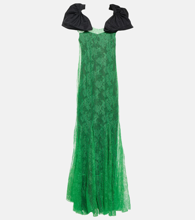 Shop Nina Ricci Lace Gown In Green