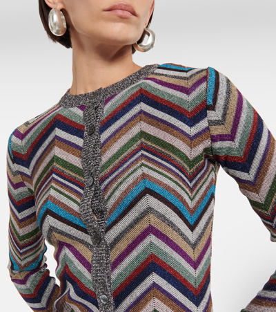 Shop Missoni Zig Zag Wool-blend Cardigan In Multicoloured