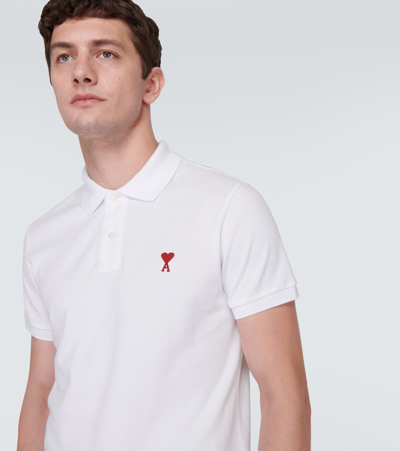 Ami Alexandre Mattiussi Organic Cotton Ami De Coeur Polo Shirt In White