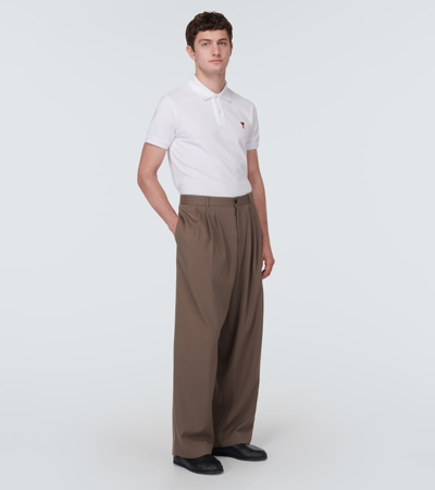 Ami Alexandre Mattiussi Organic Cotton Ami De Coeur Polo Shirt In White