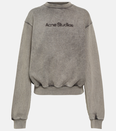 Shop Acne Studios Logo Cotton Fleece Sweatshirt In Grey
