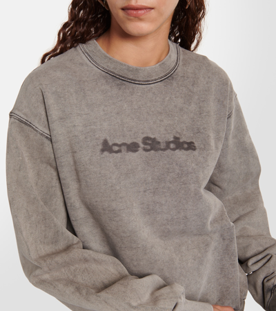 Shop Acne Studios Logo Cotton Fleece Sweatshirt In Grey