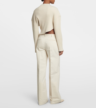 The Row Danana Asymmetric Mock-neck Rib Crop Top In Beige