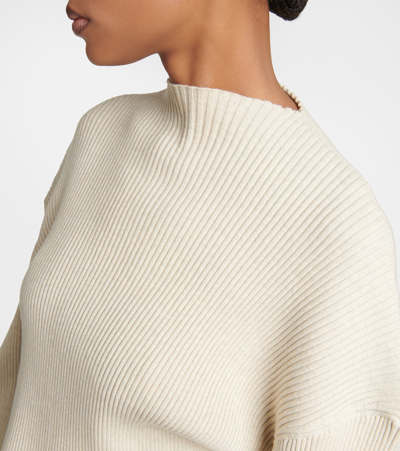 The Row Danana Asymmetric Mock-neck Rib Crop Top In Beige