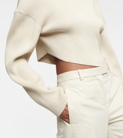The Row Danana Asymmetric Mock-neck Rib Crop Top In Beige