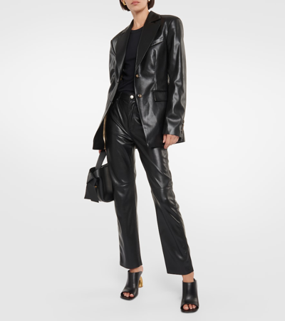 Shop Nanushka Hathi Faux Leather Blazer In Black