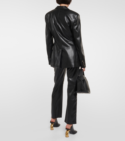 Shop Nanushka Hathi Faux Leather Blazer In Black