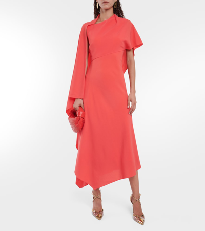 Shop Roksanda Pascale Cape-detail Crêpe Maxi Dress In Red