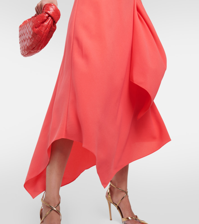 Shop Roksanda Pascale Cape-detail Crêpe Maxi Dress In Red