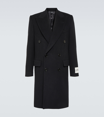 Shop Dolce & Gabbana Double-breasted Wool-blend Coat In Black