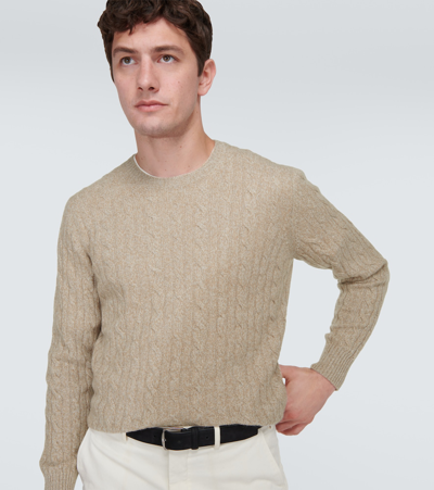 Shop Loro Piana Cable-knit Cashmere Sweater In Beige