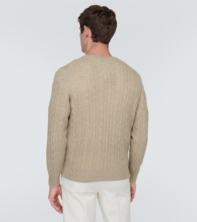 Shop Loro Piana Cable-knit Cashmere Sweater In Beige