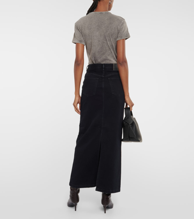 Shop Acne Studios Mid-rise Denim Maxi Skirt In Black