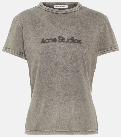 Shop Acne Studios Logo Cotton Jersey T-shirt In Grey