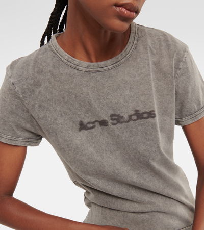 Acne Studios Logo Cotton Jersey T-shirt In Grey