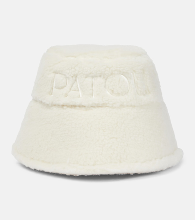 Shop Patou Logo Faux-shearling Bucket Hat In White