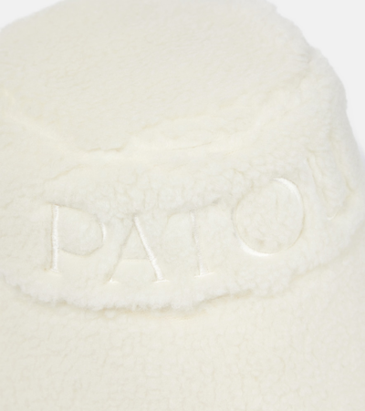 Shop Patou Logo Faux-shearling Bucket Hat In White