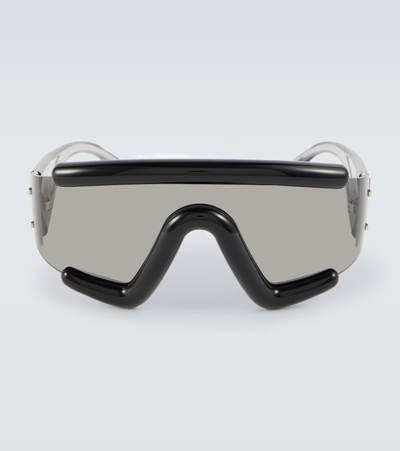 Shop Moncler Lancer Shield Sunglasses In Black