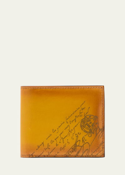 Shop Berluti Men's Makore Neo Scritto Leather Bifold Wallet In Mimosa