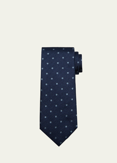 Shop Tom Ford Men's Polka Dot Silk Tie In Ink Blue