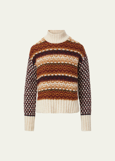 Shop Veronica Beard Clary Turtleneck Wool-blend Sweater In Multi