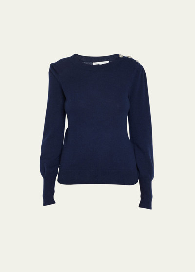 Shop Veronica Beard Nelia Cashmere Crewneck Sweater In Navy