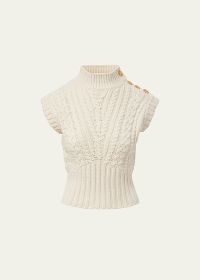 Shop Veronica Beard Holton Cable-knit Vest In Off-white