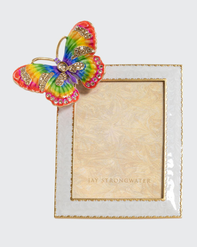 Shop Jay Strongwater Rainbow Butterfly Frame, 3" X 4" In Multi