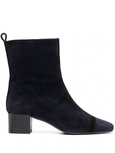 Shop Carel Paris Navy/black Suede Leather Boots Shoes In Blue