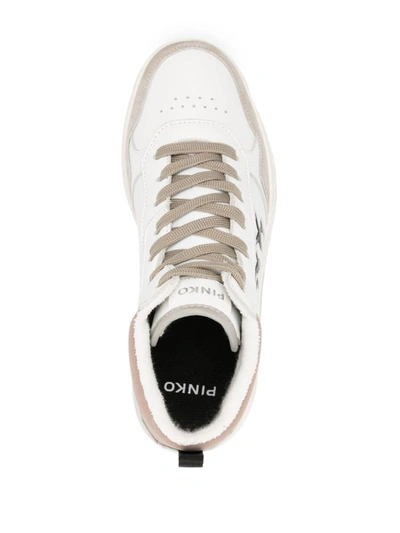 Shop Pinko Sneakers With Logo Detroit In Bianco E Beige