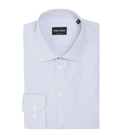 Shop Giorgio Armani Cotton Striped Shirt In Grey