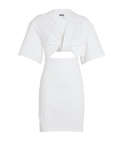 Shop Jacquemus Cotton T-shirt Mini Dress In White