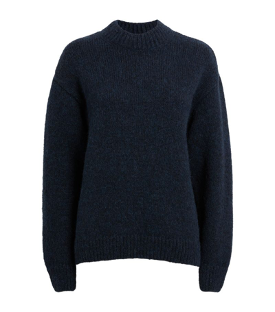 Shop Jacquemus Alpaca-blend Knitted Sweater In Navy