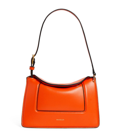 Shop Wandler Mini Leather Penelope Shoulder Bag In Orange