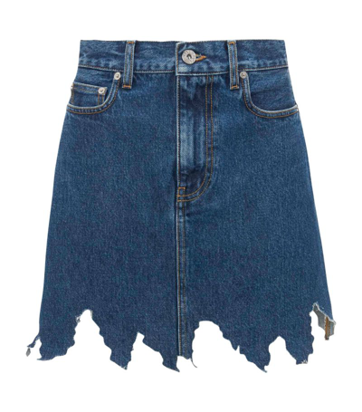 Shop Jw Anderson Denim Distressed Mini Skirt In Blue
