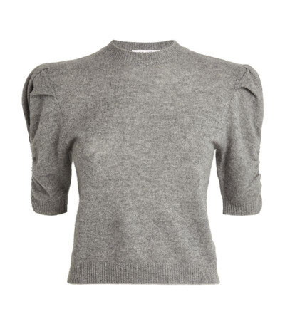Shop Frame Cashmere Short-sleeved Sweater In Grey