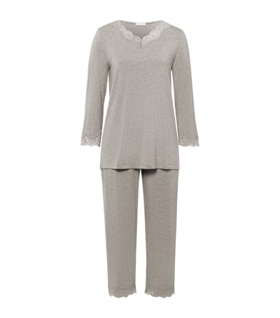 Shop Hanro Natural Elegance Cropped Pyjamas In Grey