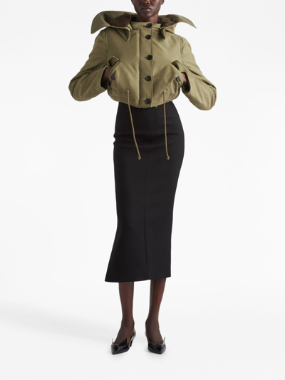 Prada Cotton And Satin Jacket In Green