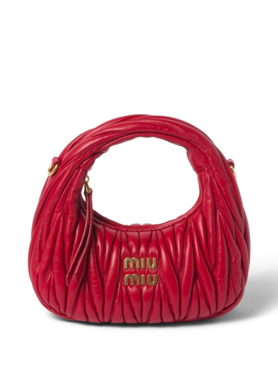 Miu Miu Wander Zipper Crossbody Bag In Rot