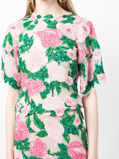 Shop Rachel Gilbert Goldie Sequin-embellished Top In Pink