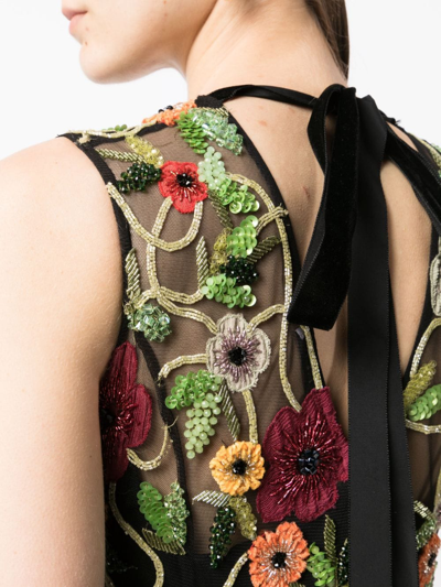 Shop Rachel Gilbert Lotus Floral-embroidery Maxi Dress In Black