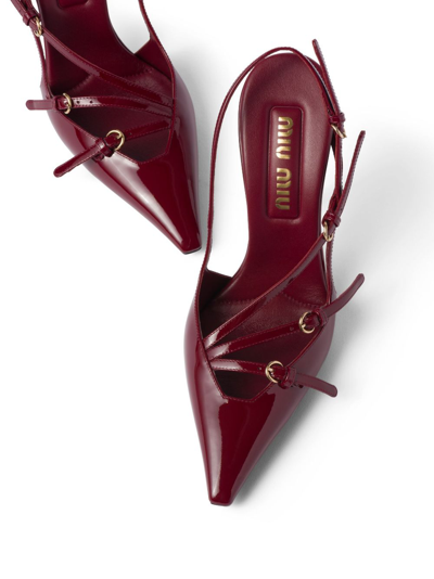 Shop Miu Miu 105mm Buckle-detail Slingblack Pumps In Red